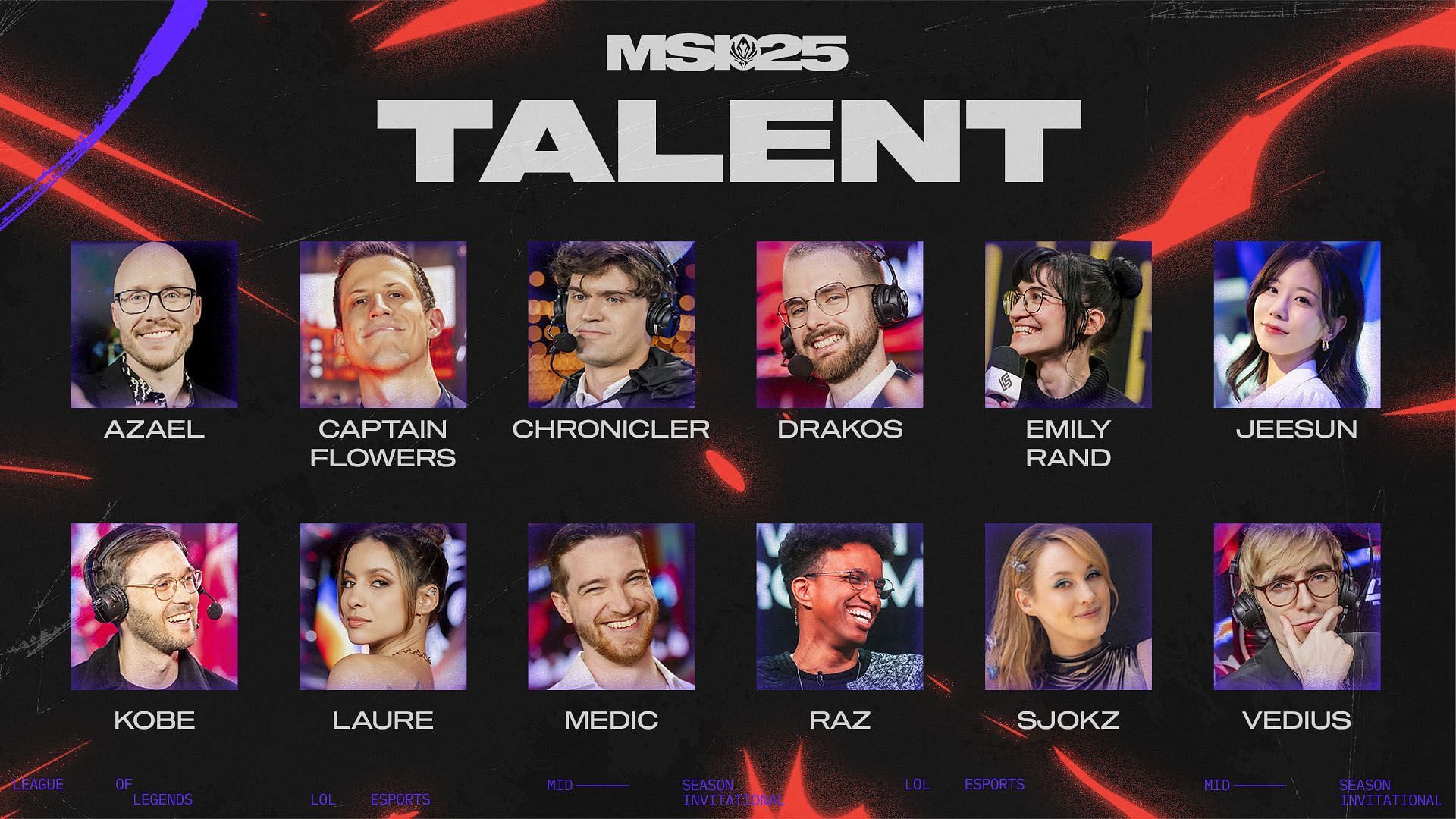 All English broadcast talent in MSI 2025 (Image via LoL esports)